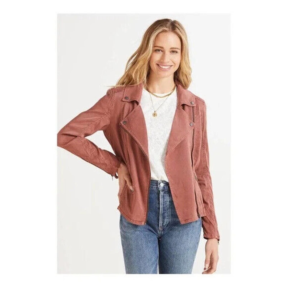 Marrakech Size Small Amber Full Zip Moto Jacket Red Brick